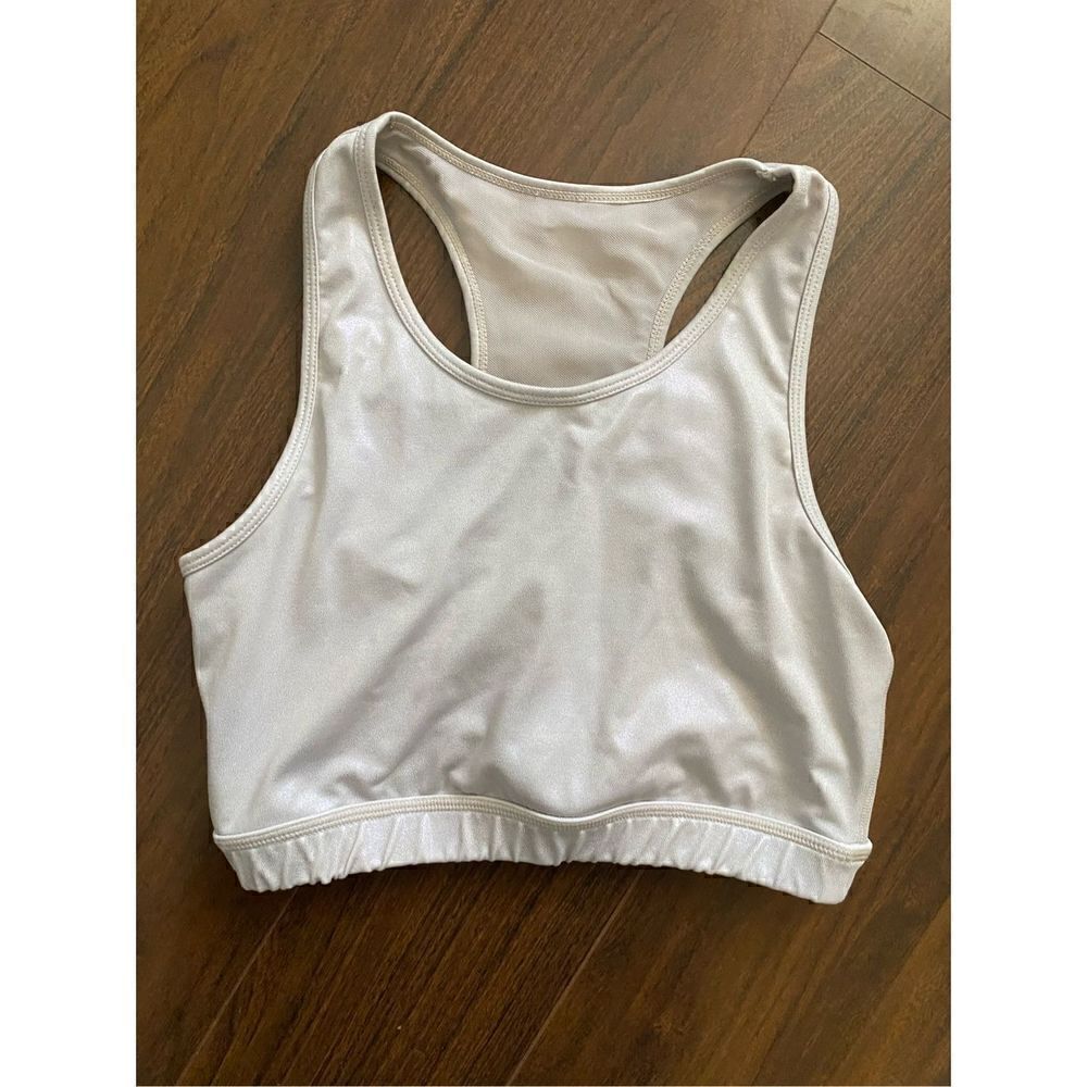 Mono B M iridescent cream white workout top